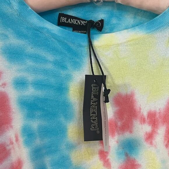 NWT BLANKNYC Good Days Rainbow Tie-Dye Long Sleeve Crew Neck Sweater - Sz S - Picture 10 of 10